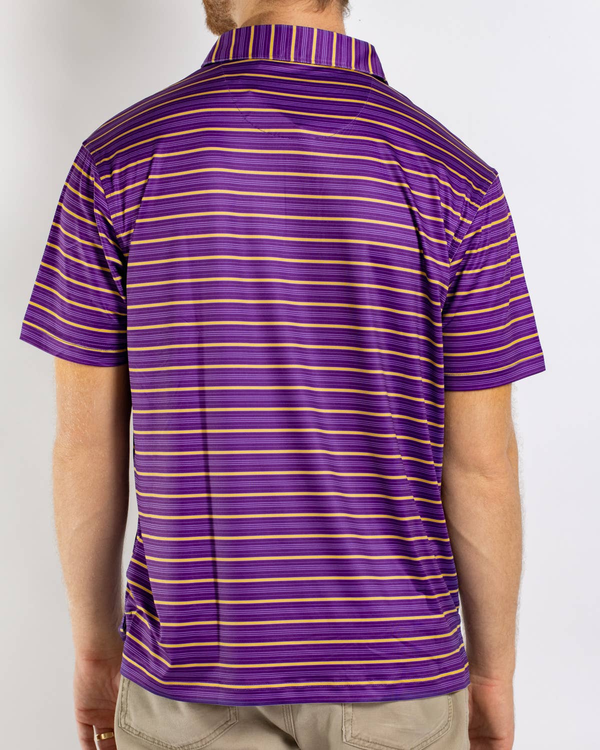 Men's Sideline Stripe Performance Polo   Purple/Yellow/White   -Asst.