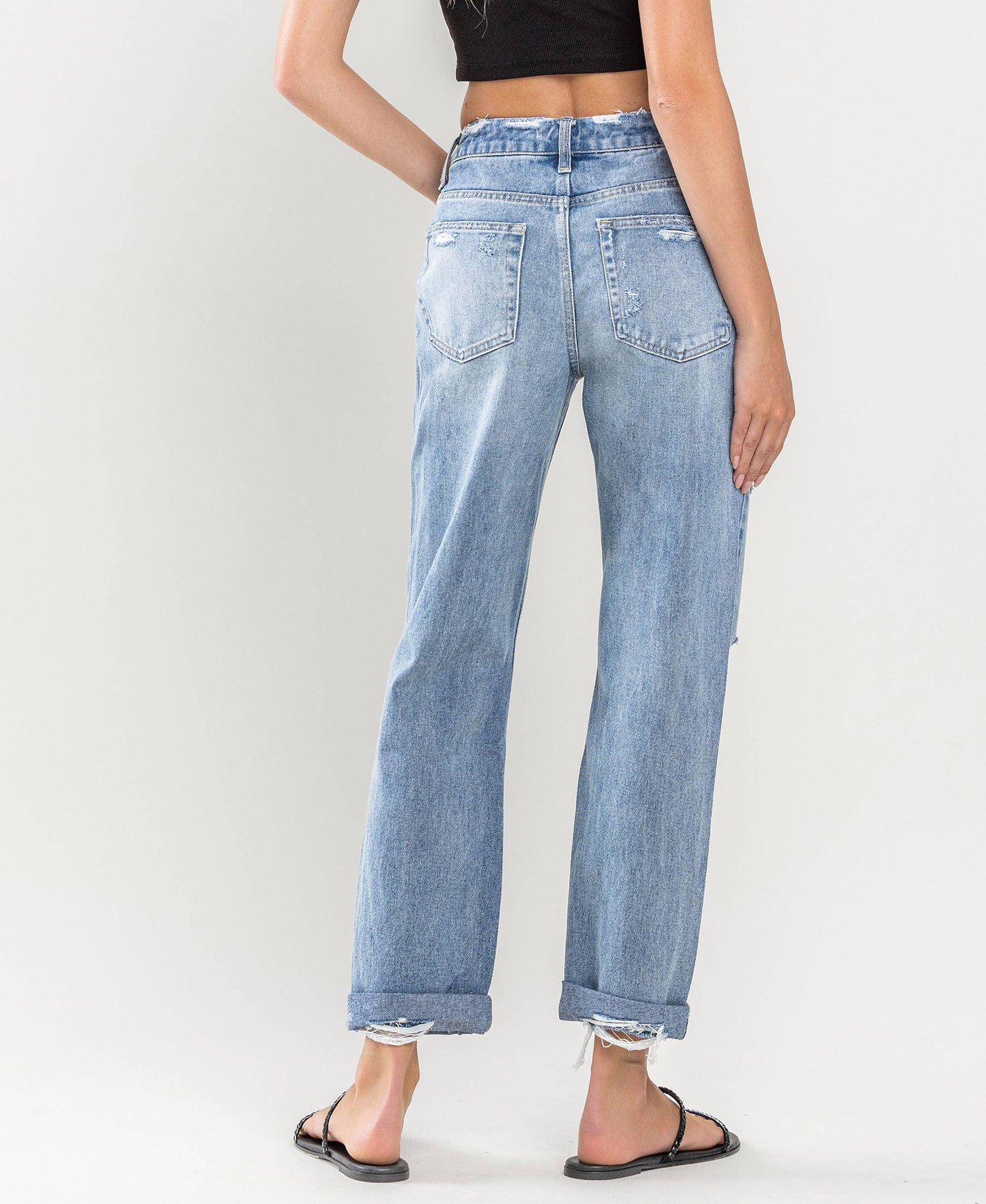 Flying Monkey HIGH RISE CUFFED BOYFRIEND JEANS F4300