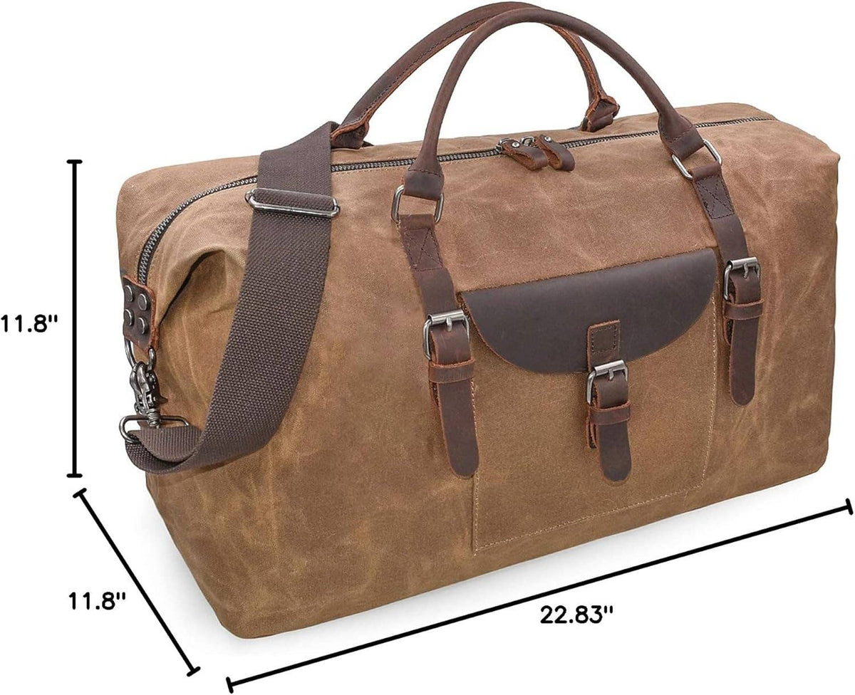 22" Oversized Handmade Leather Canvas Leather Duffel Bag
