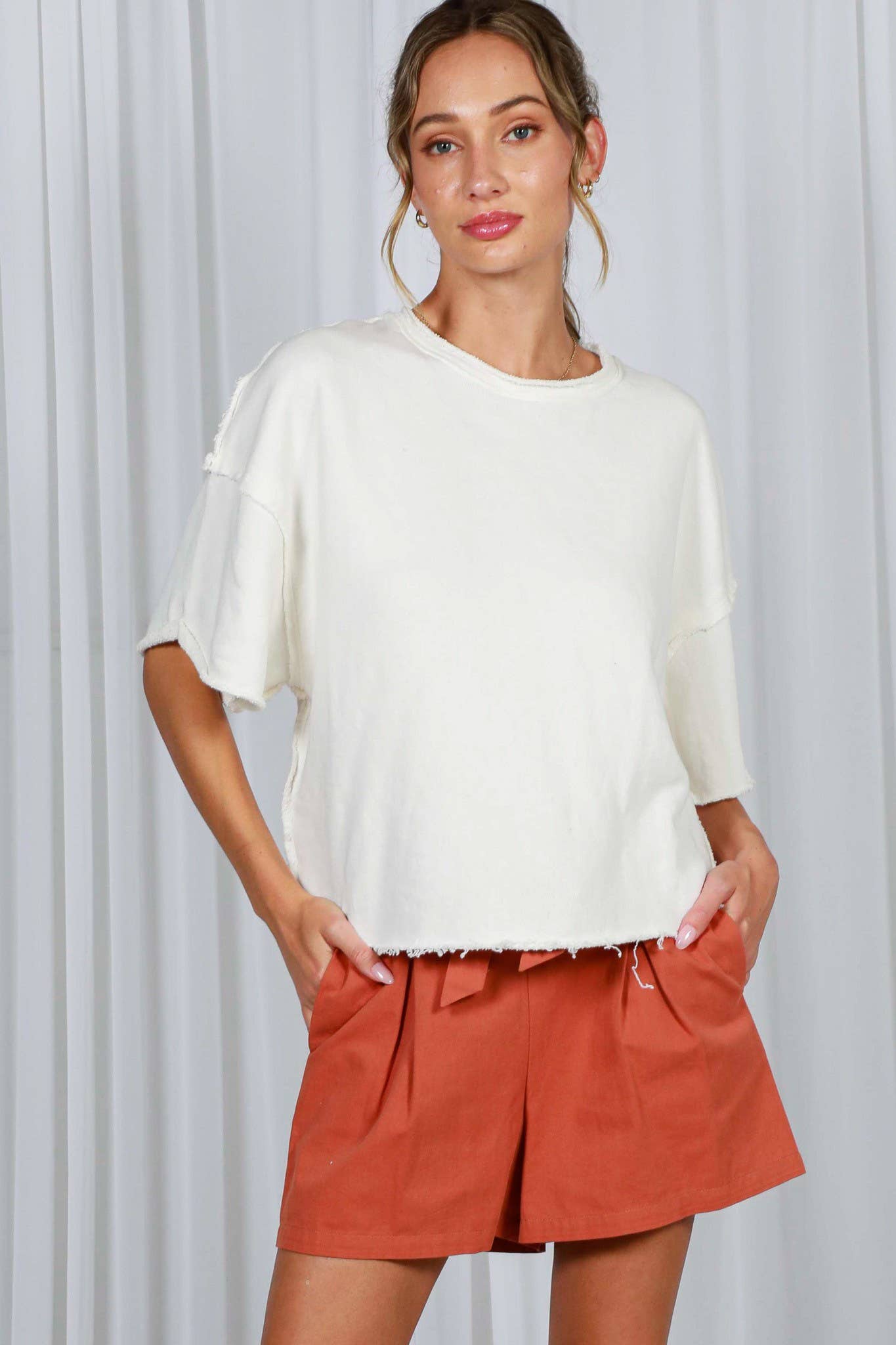 Vintage-Inspired Cut Edge Knit Top VT82311