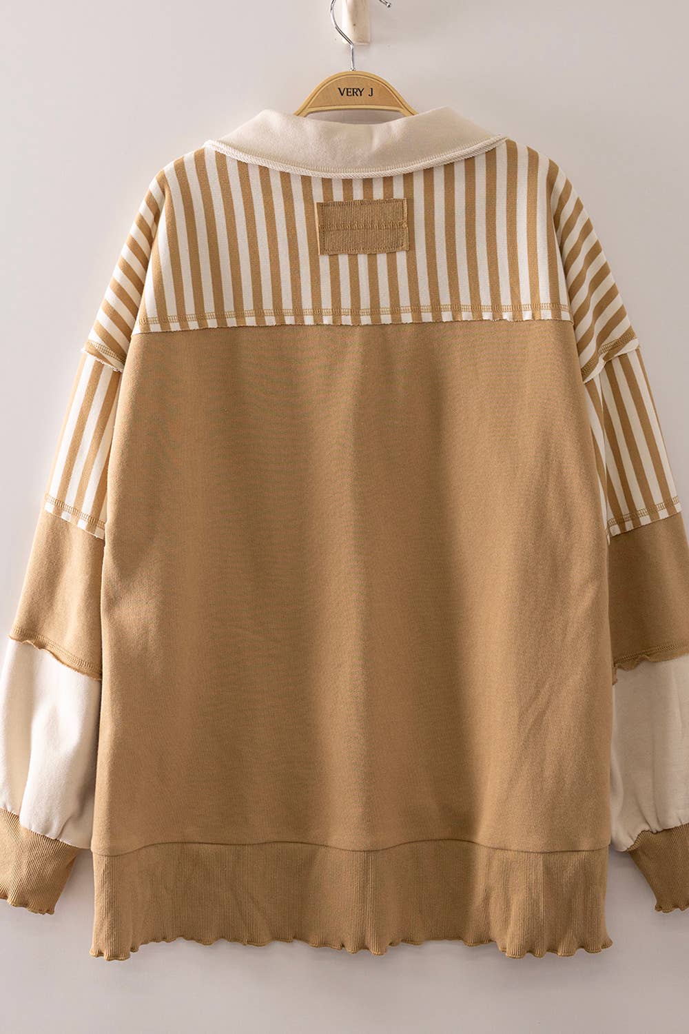 NT12811X-PLUS SIZE Vintage Stripe Rugby Sweatshirt