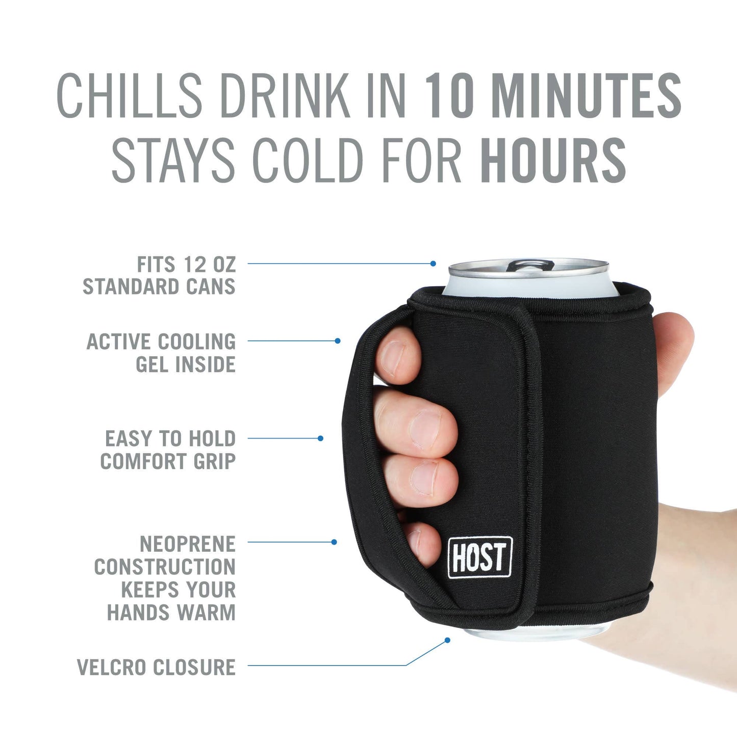 Insta Chill Sleeve with Cooling Gel Standard Cans in Black