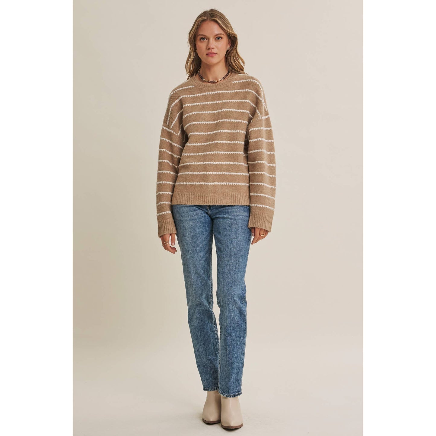 EVERYDAY LAYERING CONTRAST STRIPE SUSTAINABLE SWEATER