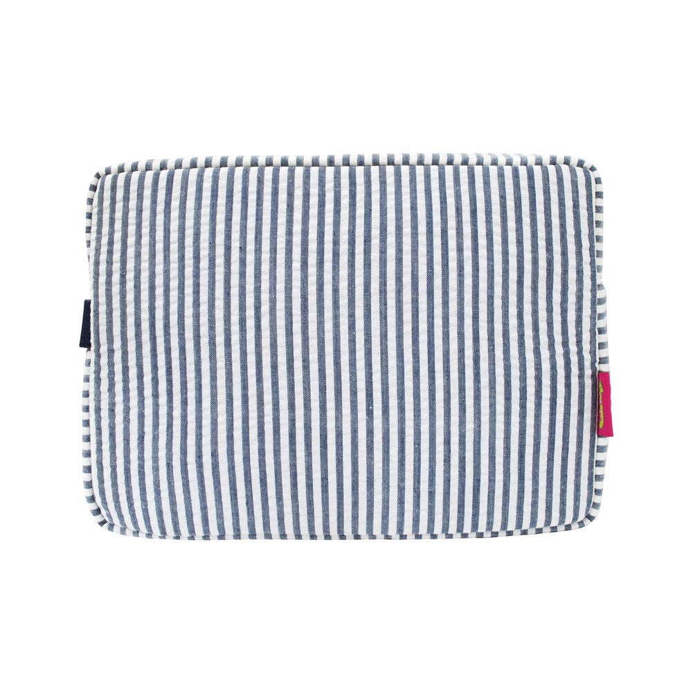 Seersucker Navy NGIL Large Cosmetic Travel Pouch