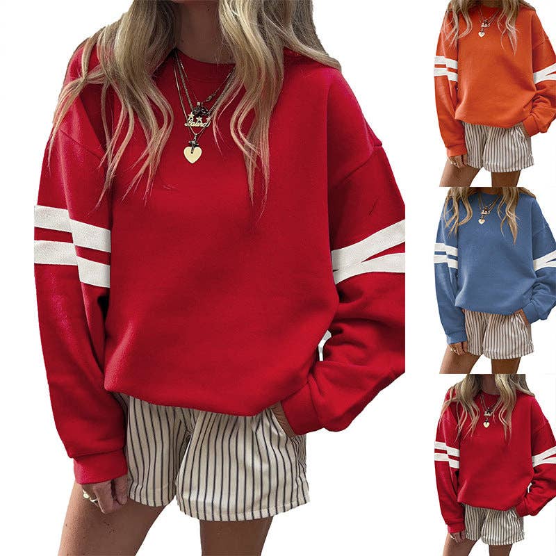 Women Color Block Long Sleeve Pullover Sweatshirt