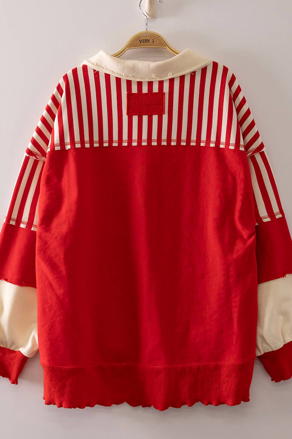 NT12811X-PLUS SIZE Vintage Stripe Rugby Sweatshirt