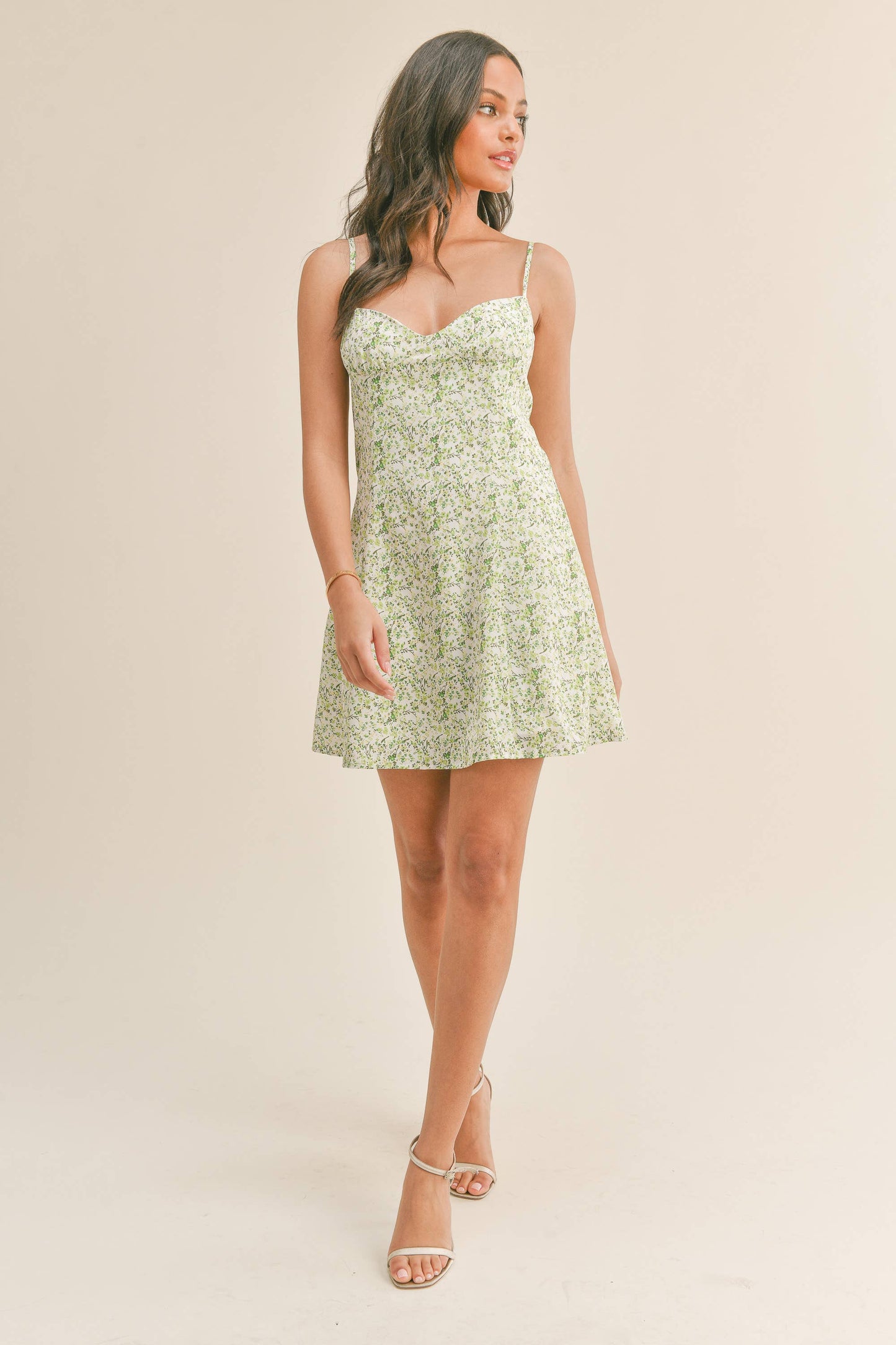 ID6087 SPAGHETTI STRAP FLORAL PRINT MINI DRESS