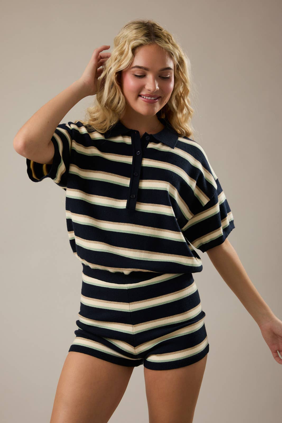 SHORT SLEEVE SWEATER ROMPER