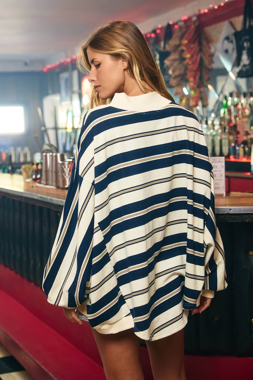 IT2765 | Striped Oversized Crewneck Top
