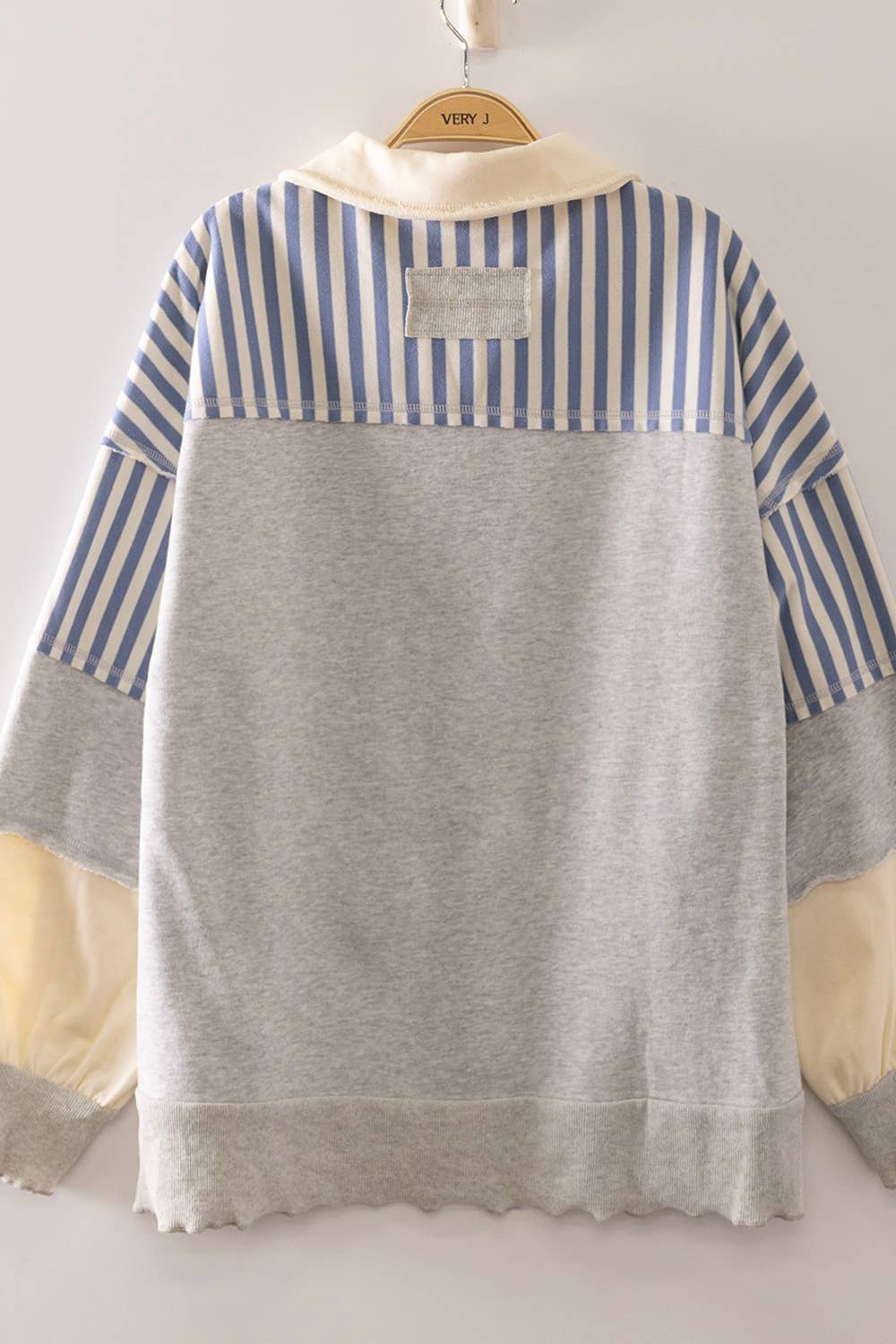 NT12811X-PLUS SIZE Vintage Stripe Rugby Sweatshirt