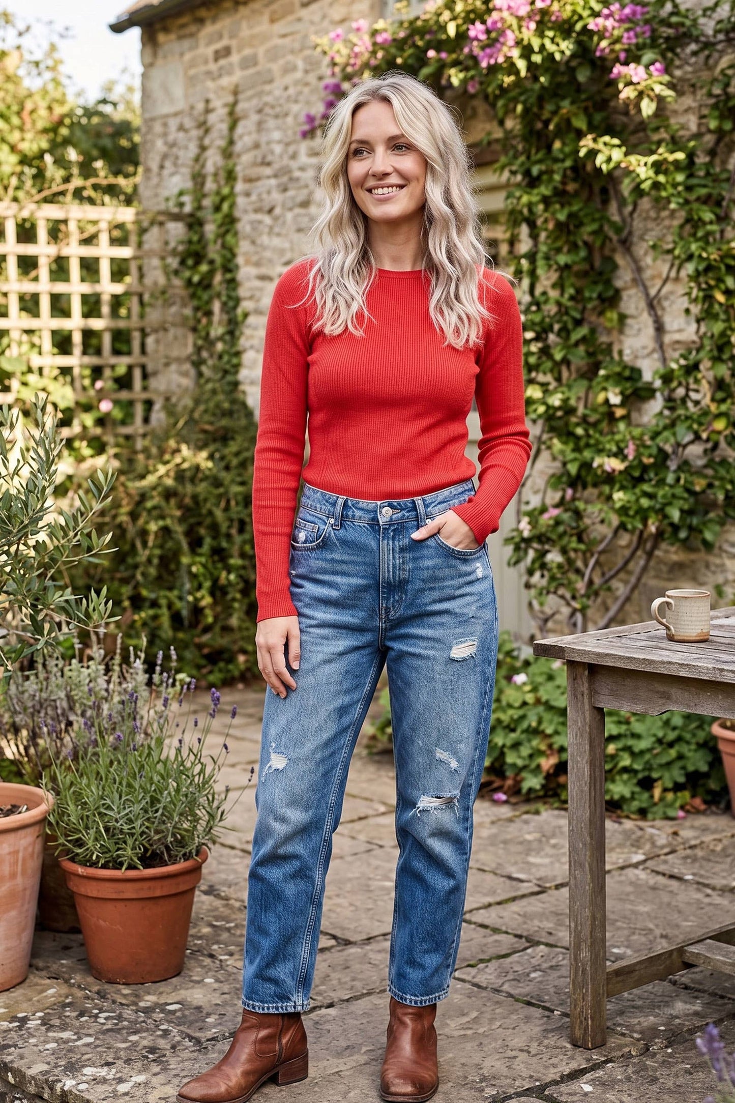 Essential Ribbed Long Sleeve Knit Top