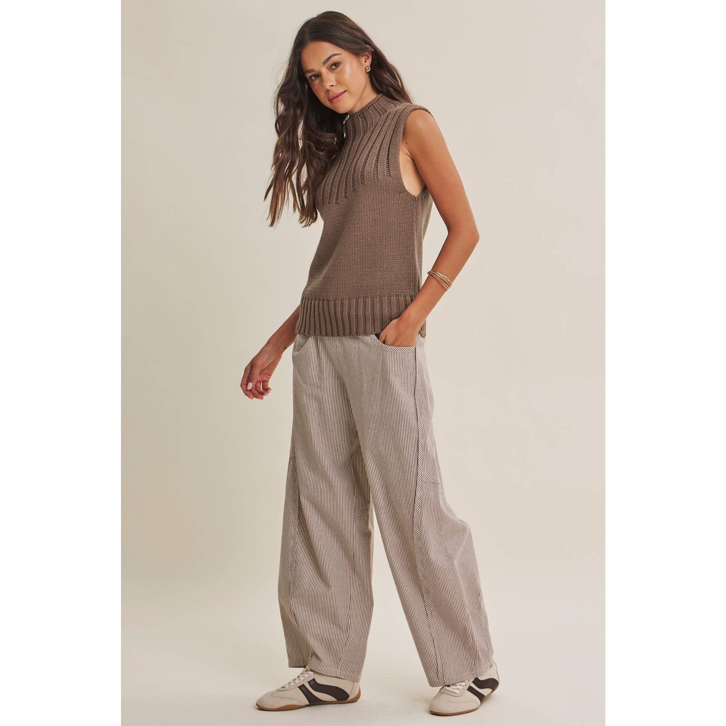 QUIET CABIN DAYS RIBBED MOCK NECK SWEATER TOP