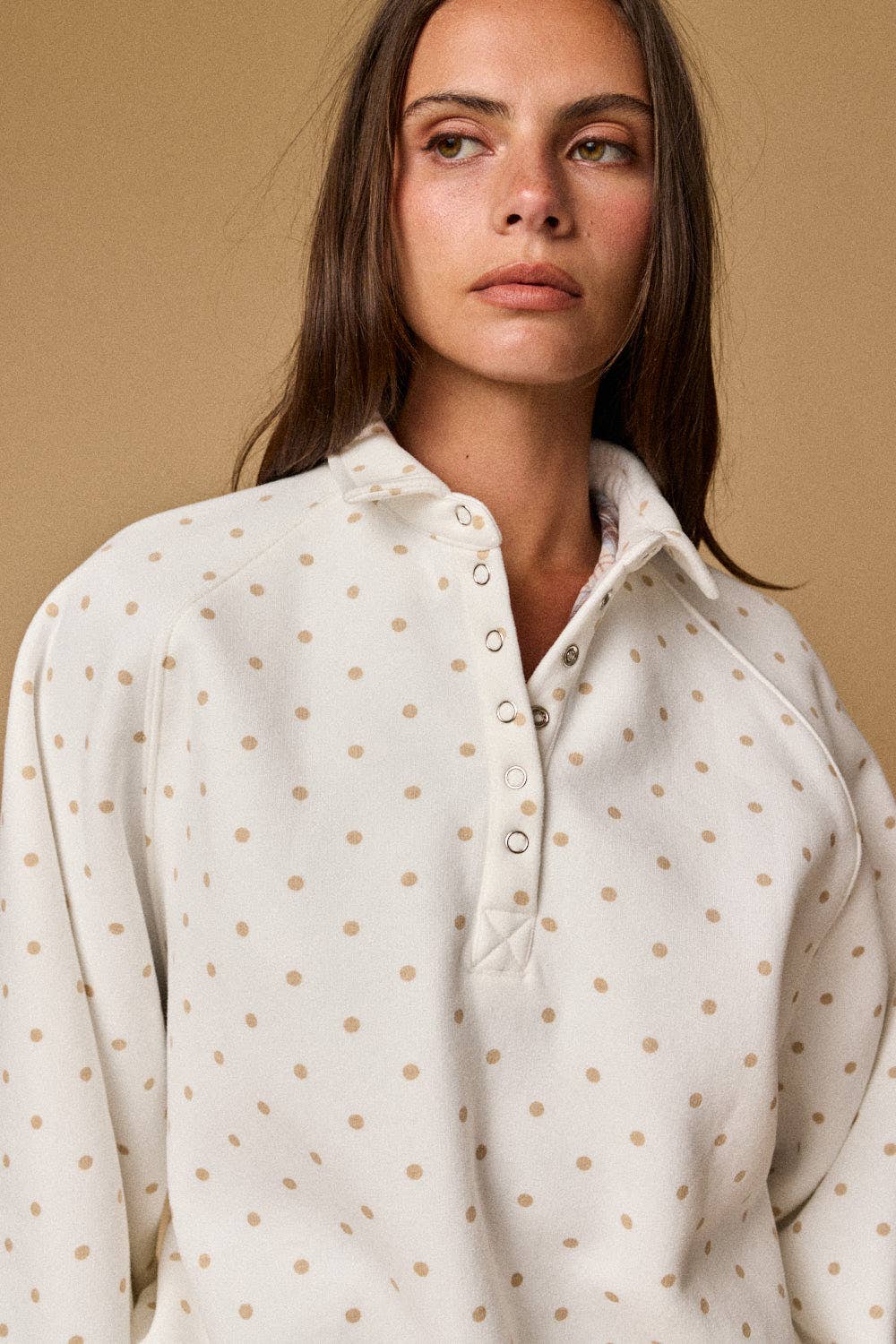 PT16060-12 - POLKA DOT PIPER SNAP BUTTON SWEATER