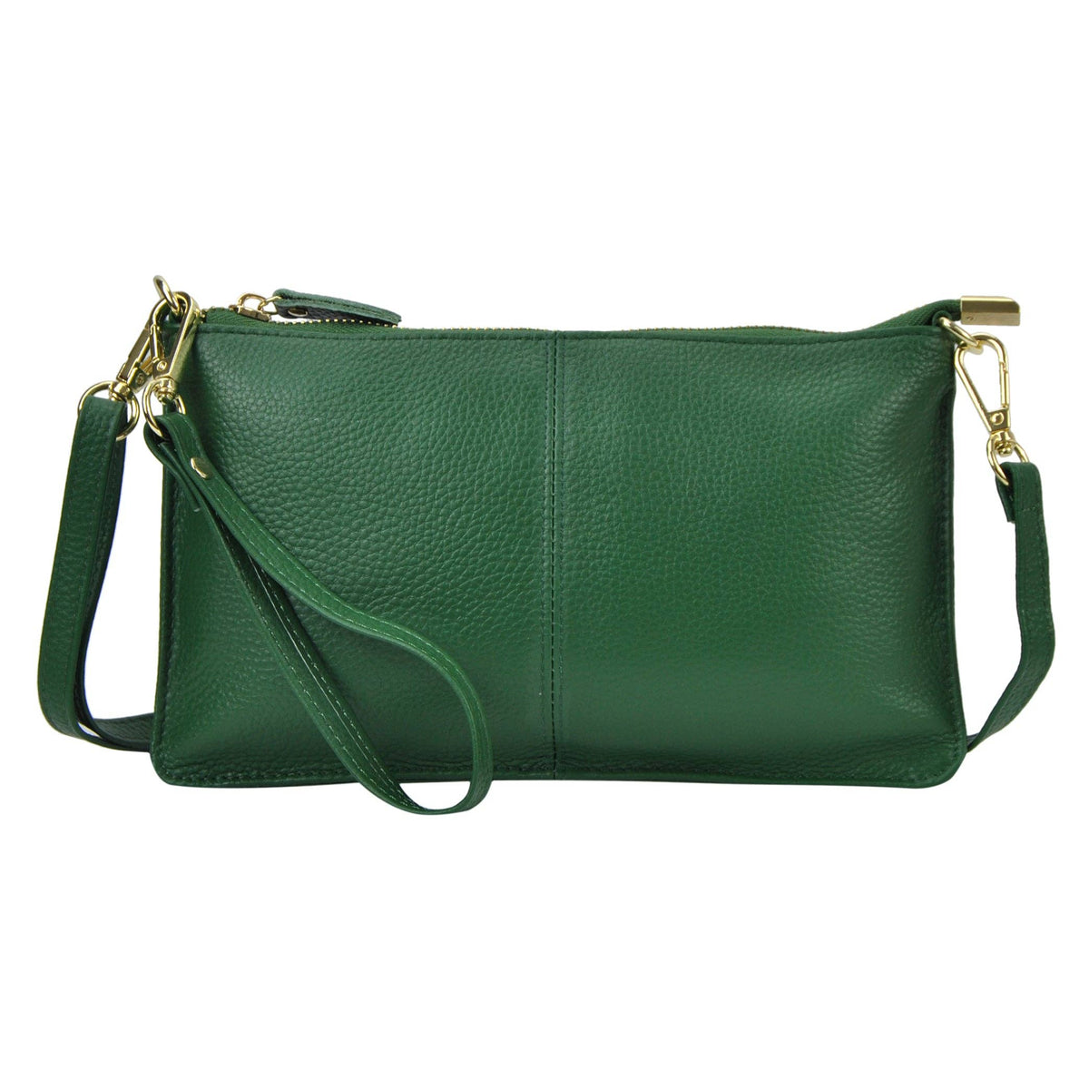 Dark Green NGIL Genuine Leather Wristlet Crossbody Bag