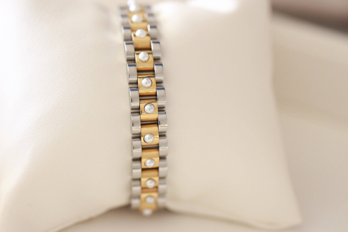 Mixed Metal Band Bracelet with Pearls ~ Deep South Originals