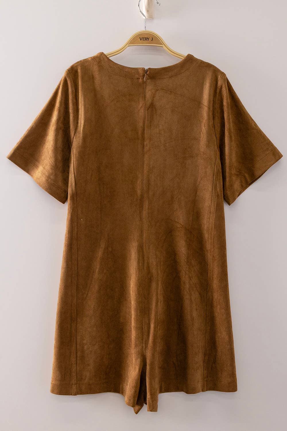 NP71107-Suede Short Sleeve Romper