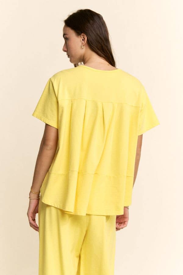 Garment-Wash Pleated Top & Pants Set