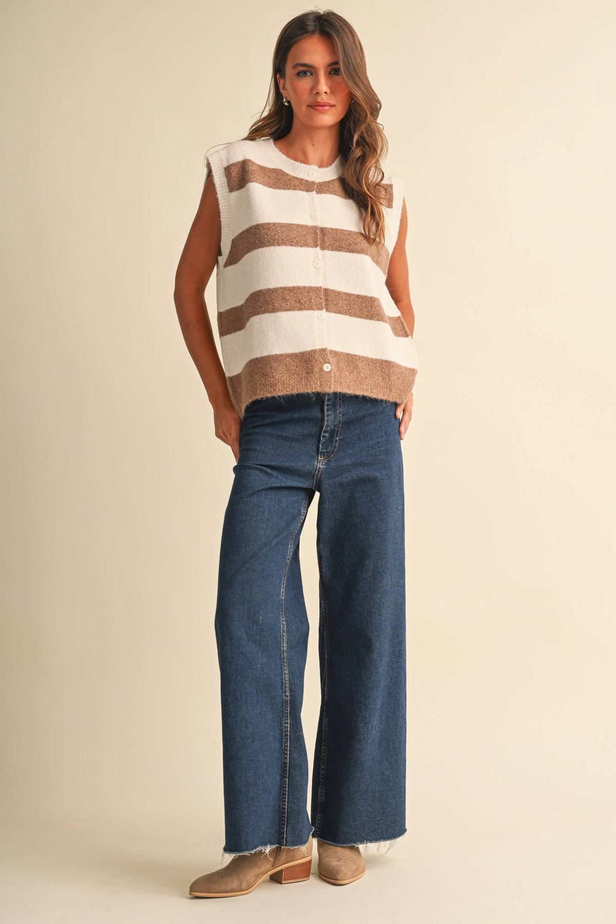 IJ1755  SLEEVELESS STRIPED SWEATER VEST