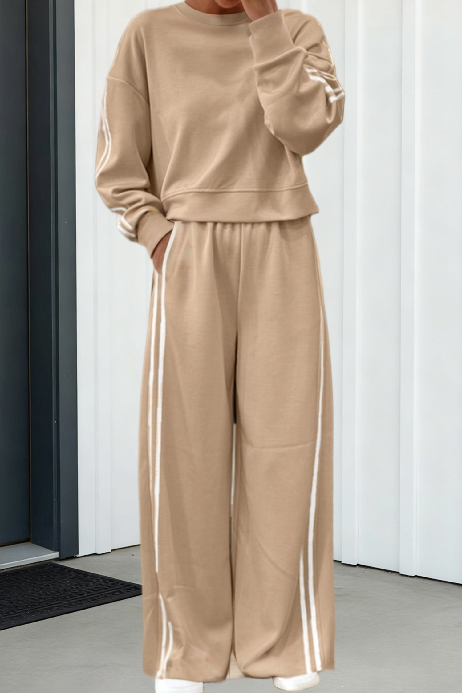 LAS Striped Pullover Elastic Sweatpants 2pcs Outfit (S-XL)