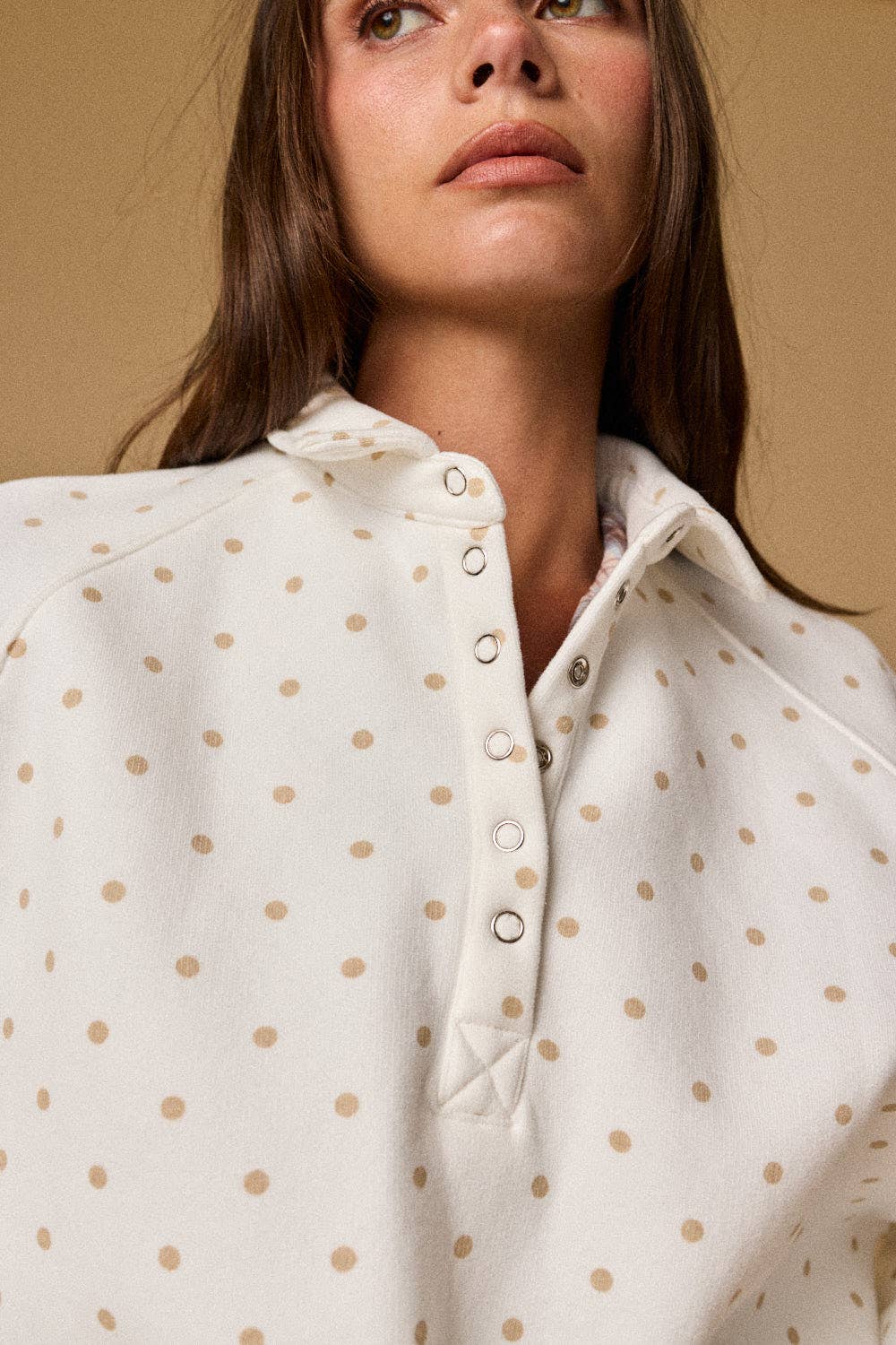 PT16060-12 - POLKA DOT PIPER SNAP BUTTON SWEATER
