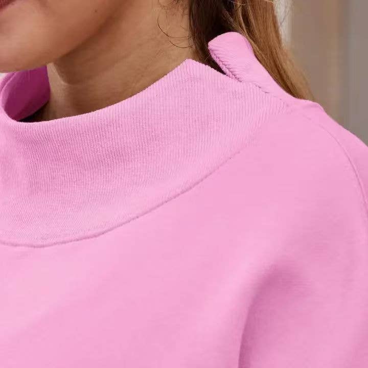 Oversized Mock Neck Top Sweatshirt
