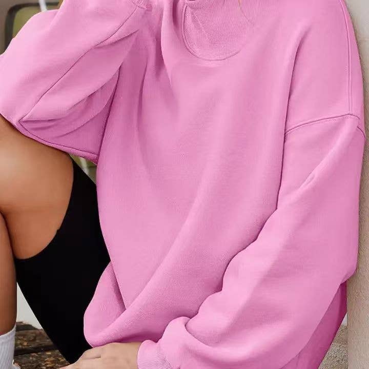 Oversized Mock Neck Top Sweatshirt