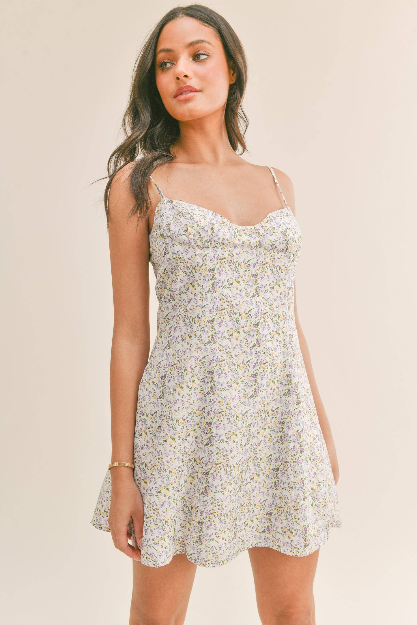 ID6087 SPAGHETTI STRAP FLORAL PRINT MINI DRESS