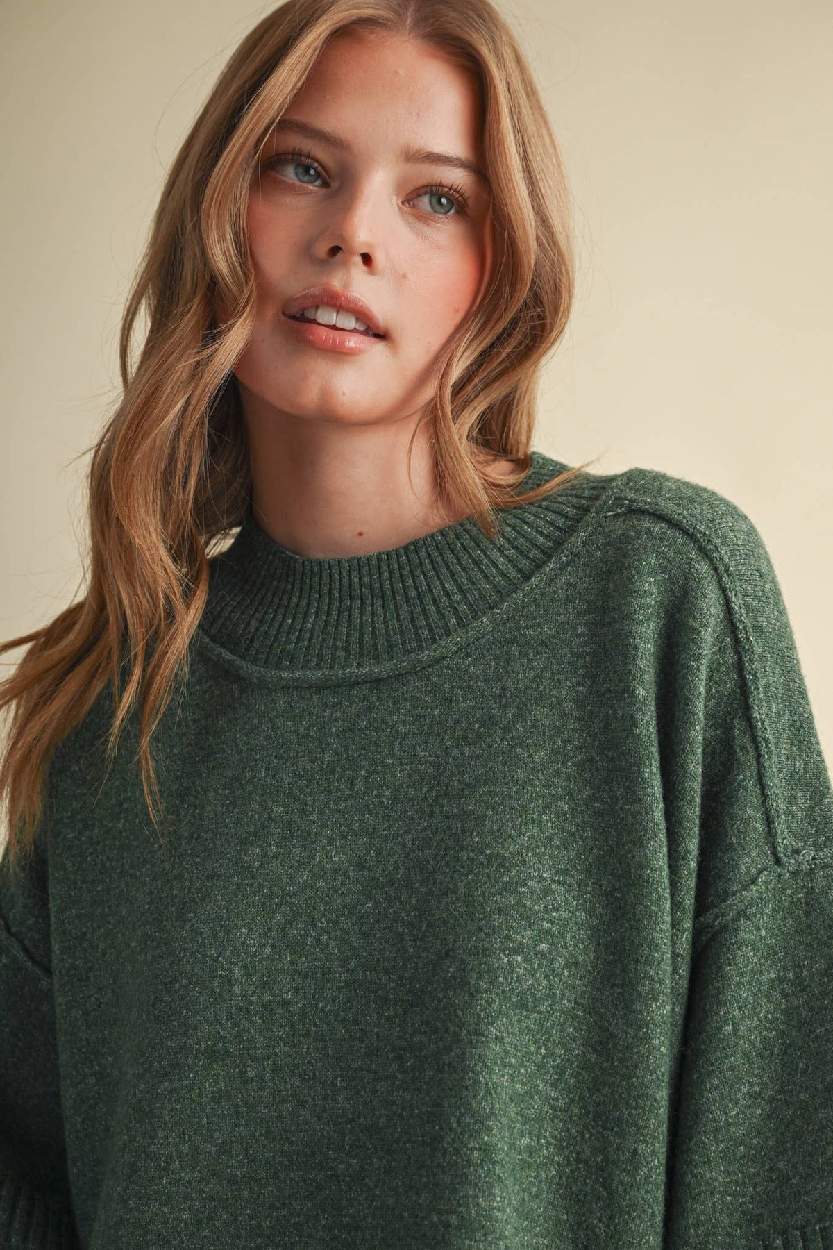 MARLED KNIT MOCK NECK SHORT SLEEVE SWEATER MSW11178