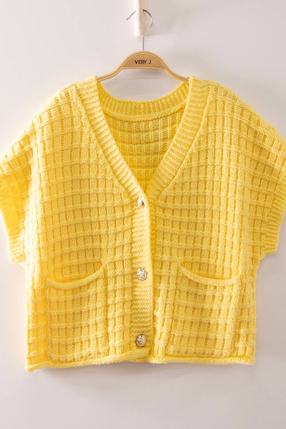 12W3719N-Waffle Texture Crop Cardigan