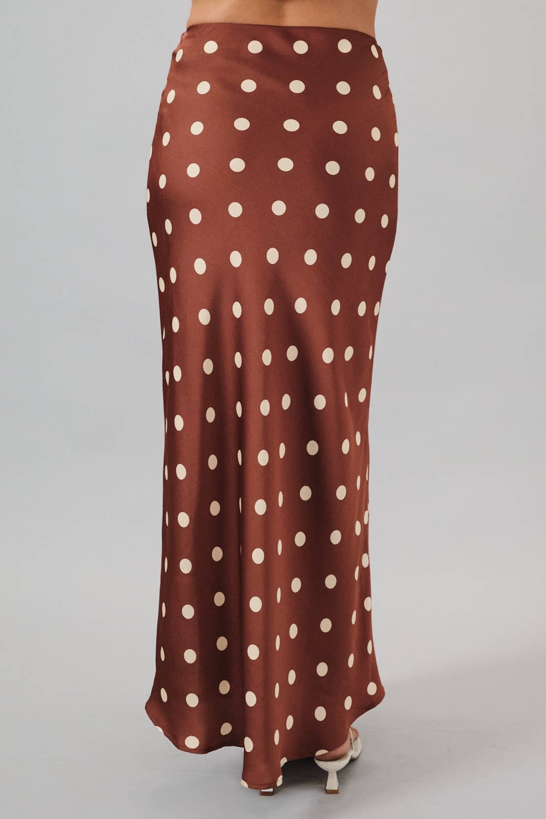 SATIN MIDI SKIRT WITH ELASTIC WAIST IN POLKA DOT