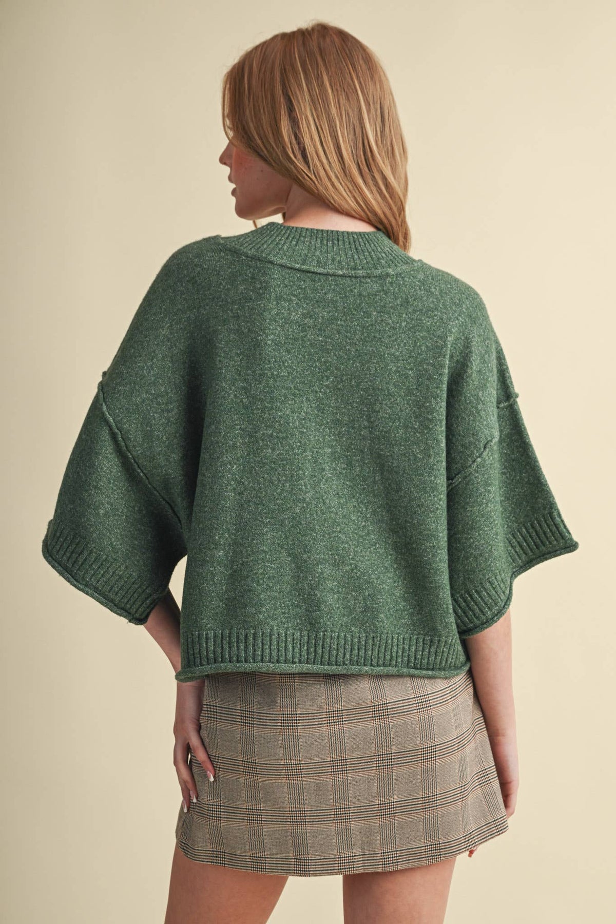 MARLED KNIT MOCK NECK SHORT SLEEVE SWEATER MSW11178
