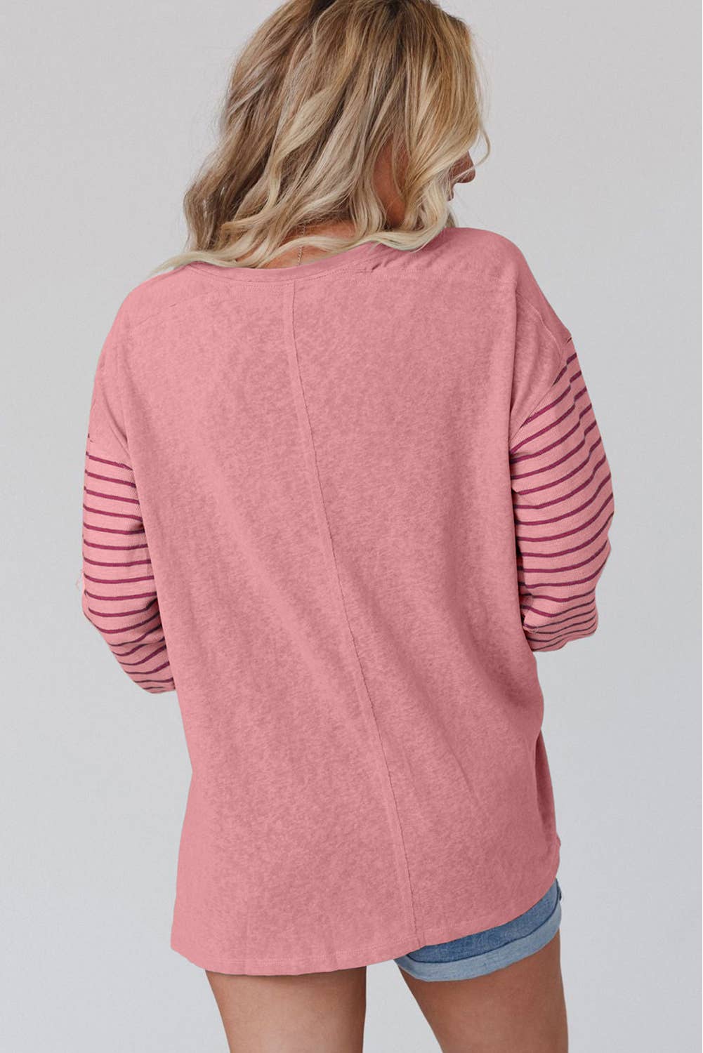 Multicolor Clashing Stripe Bishop Sleeve Top