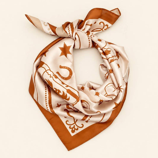 Western Motif Boot & Snake Square Bandana Scarf | 40SC738
