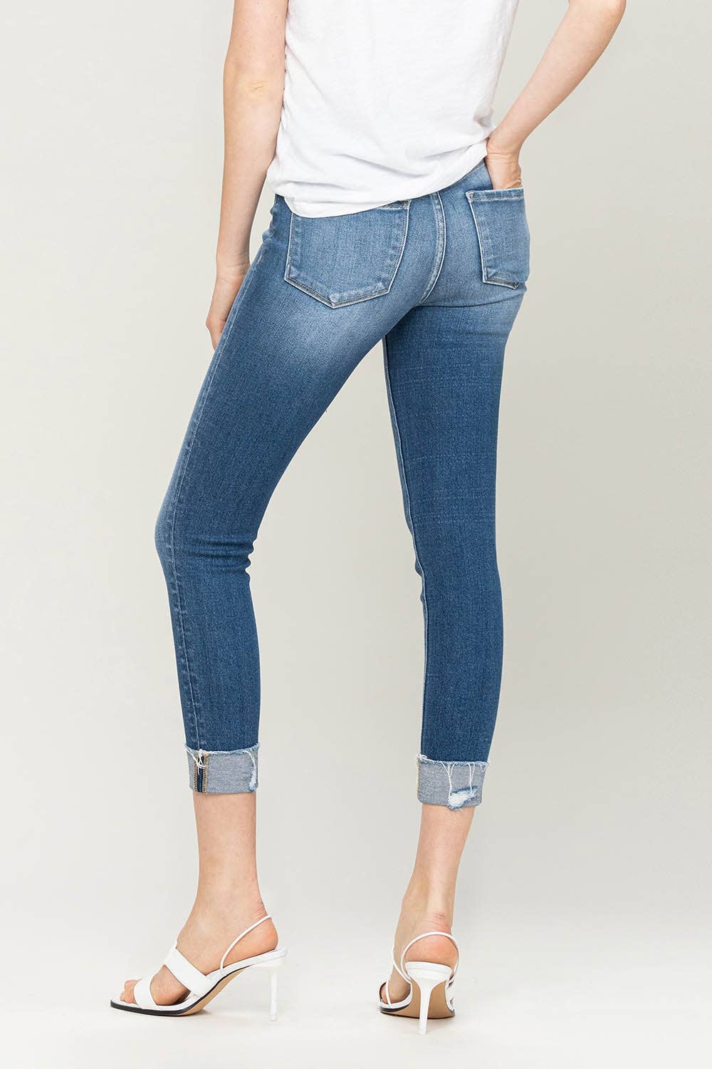 Flying Monkey HIGH RISE BUTTON FLY CUFFED SKINNY JEANS