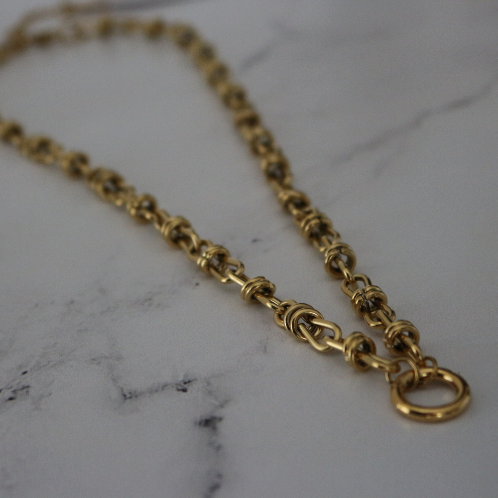 Bramble Chain – Waterproof 14k PVD Gold Necklace with Charm Ring