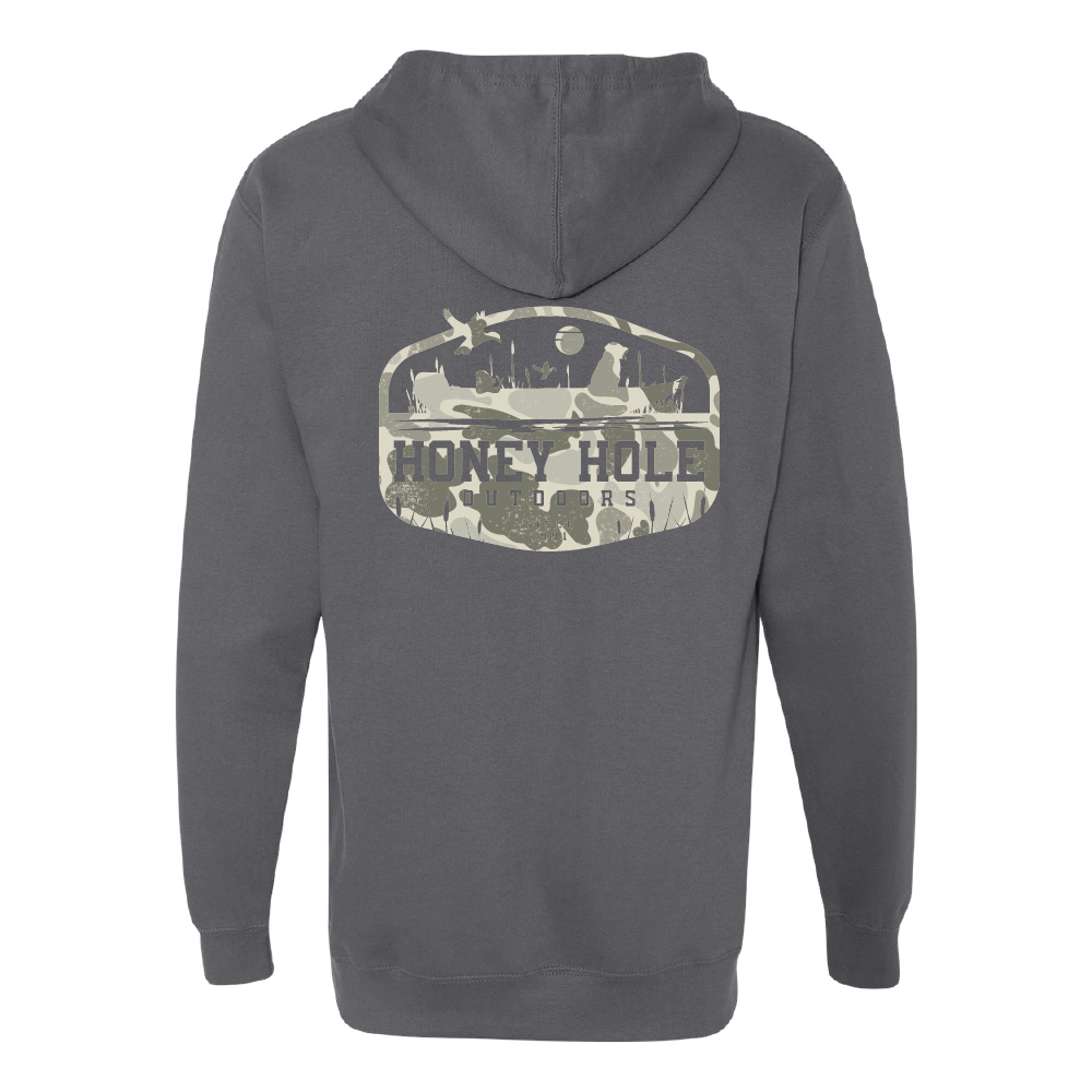 Honey Hole Fleece Hoodie - Boat Buddy - Charcoal