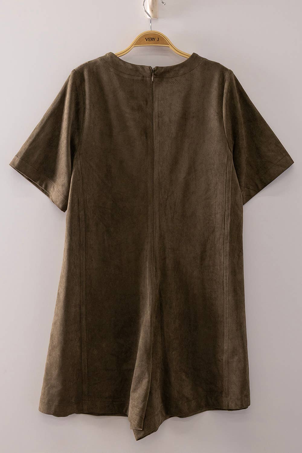 NP71107-Suede Short Sleeve Romper