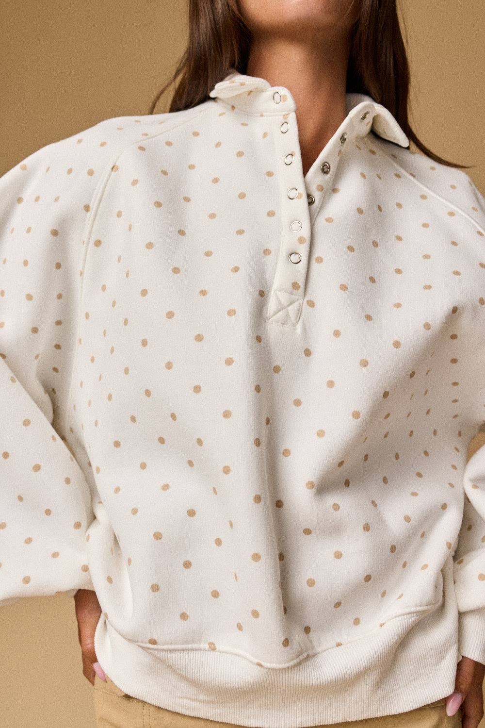 PT16060-12 - POLKA DOT PIPER SNAP BUTTON SWEATER