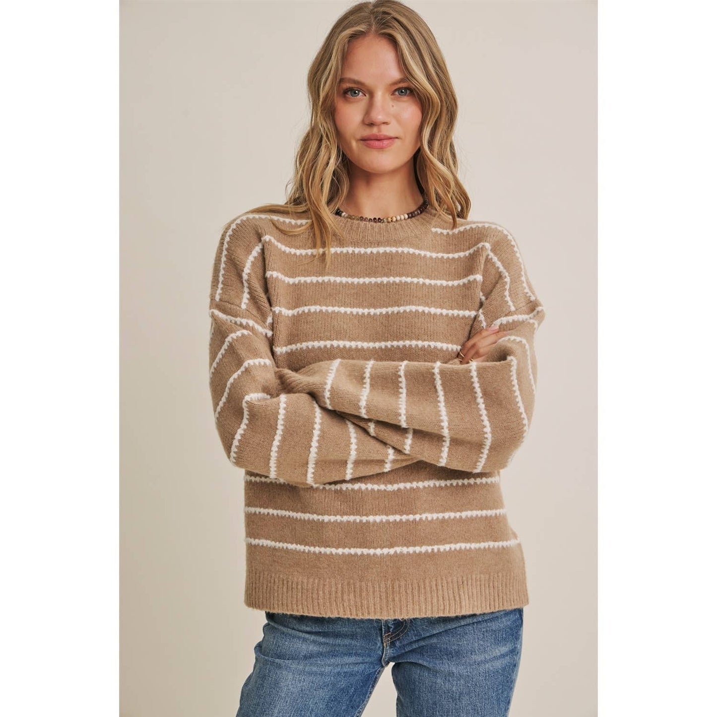 EVERYDAY LAYERING CONTRAST STRIPE SUSTAINABLE SWEATER