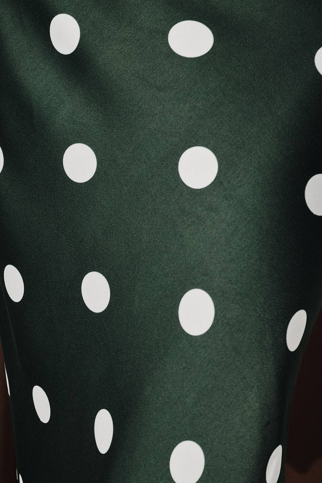 Polka Dot Satin Elastic Waist Midi Skirt
