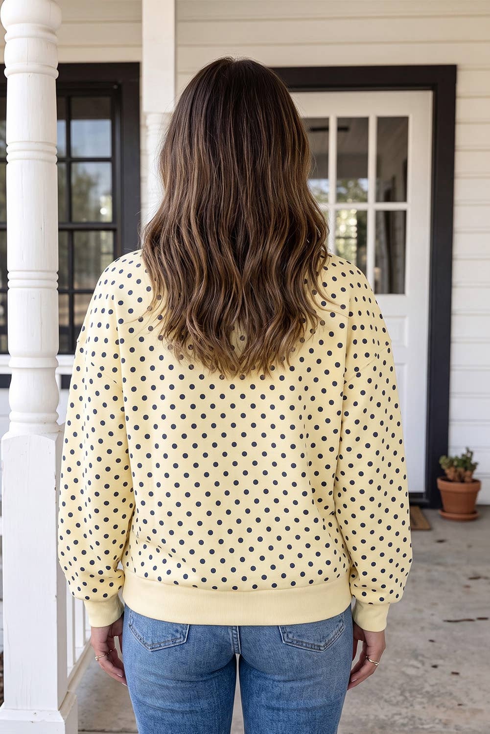 LAS Polka Dot Mock Neck Sweatshirt (S-4X)