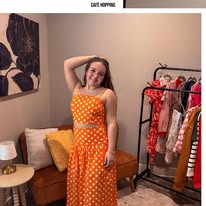 Orange Polka Dot Skirt Set